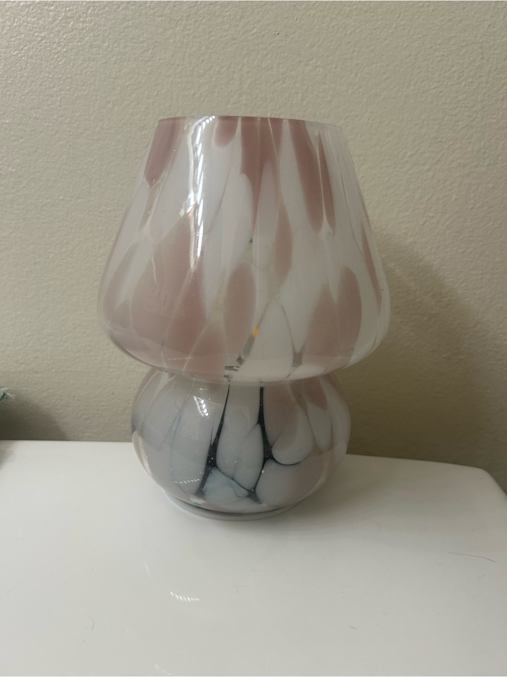 Blush Pink and White Swirl Glass Accent Lamp